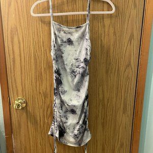 Shein White and Black Marble Body Con Dress Medium